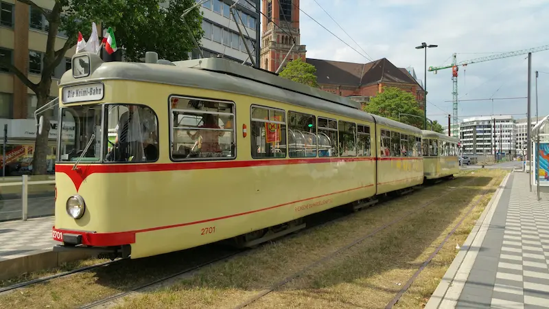 Town city tram transport vehicle historic public transport germany dusseldorf land vehicle mode of transport rolling stock railroad car passenger car